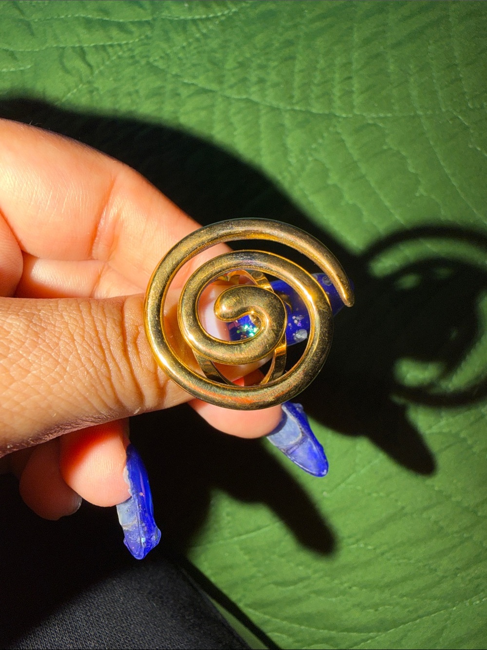 Gold Spiral Statement Ring with adjustable back